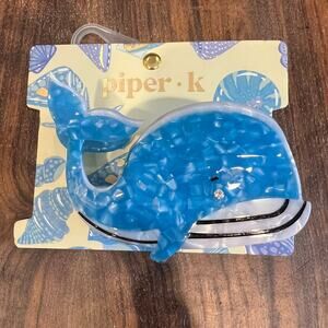 Piper K Blue Pearlescent Finish Whale Hair Claw Clip
